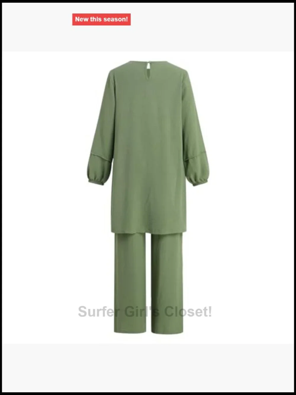 Muslim Abaya 2 Piece Set Long Sleeve Top Wide Leg Pants Modest Loose Fit Prayer